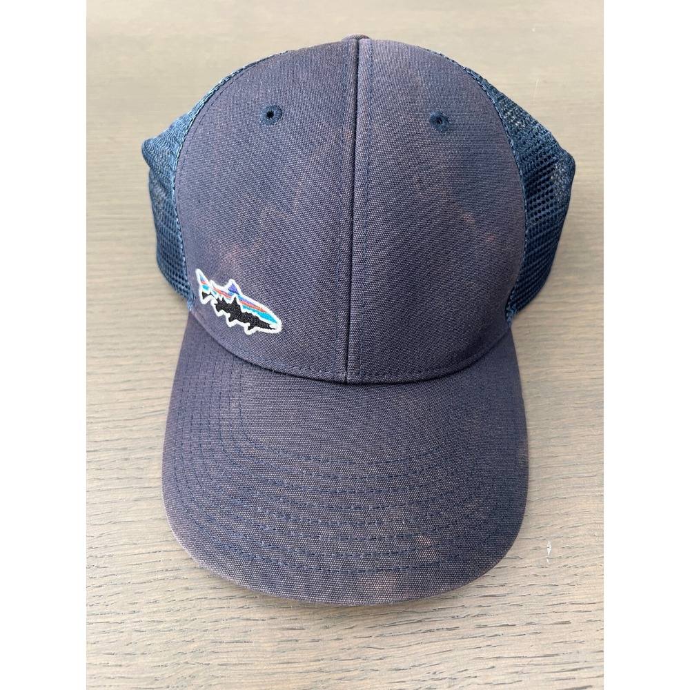 Patagonia Fitz Roy Trout Snapback Mesh Trucker Hat Cap Navy Blue
